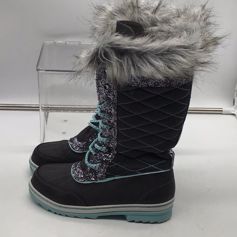 Justice Blue/Gray Faux Fur Snow Boot - Picture 5 of 10